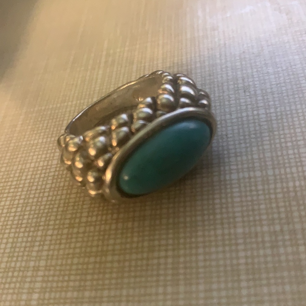 Vintage early 70’s turquoise heavy Silver Ring - Picture 8 of 11
